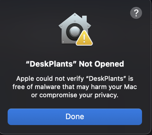 macOS dialog: Apple could not verify the app is free of malware